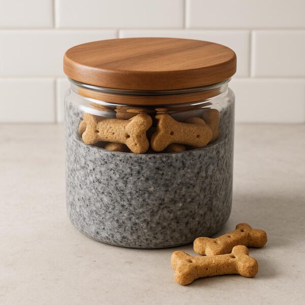 Granite Treat Jar with Wood Lid