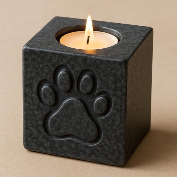 Granite Candle Holder with Paw