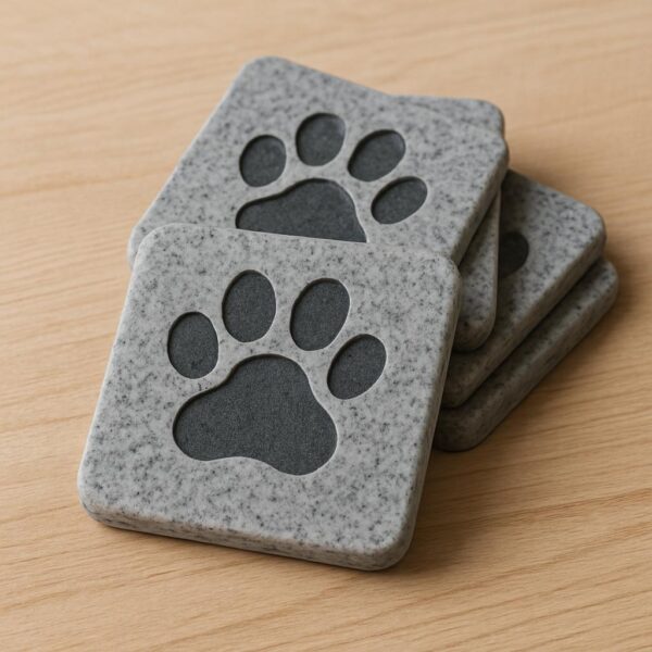 Granite Paw Print Coasters (Set of 4)